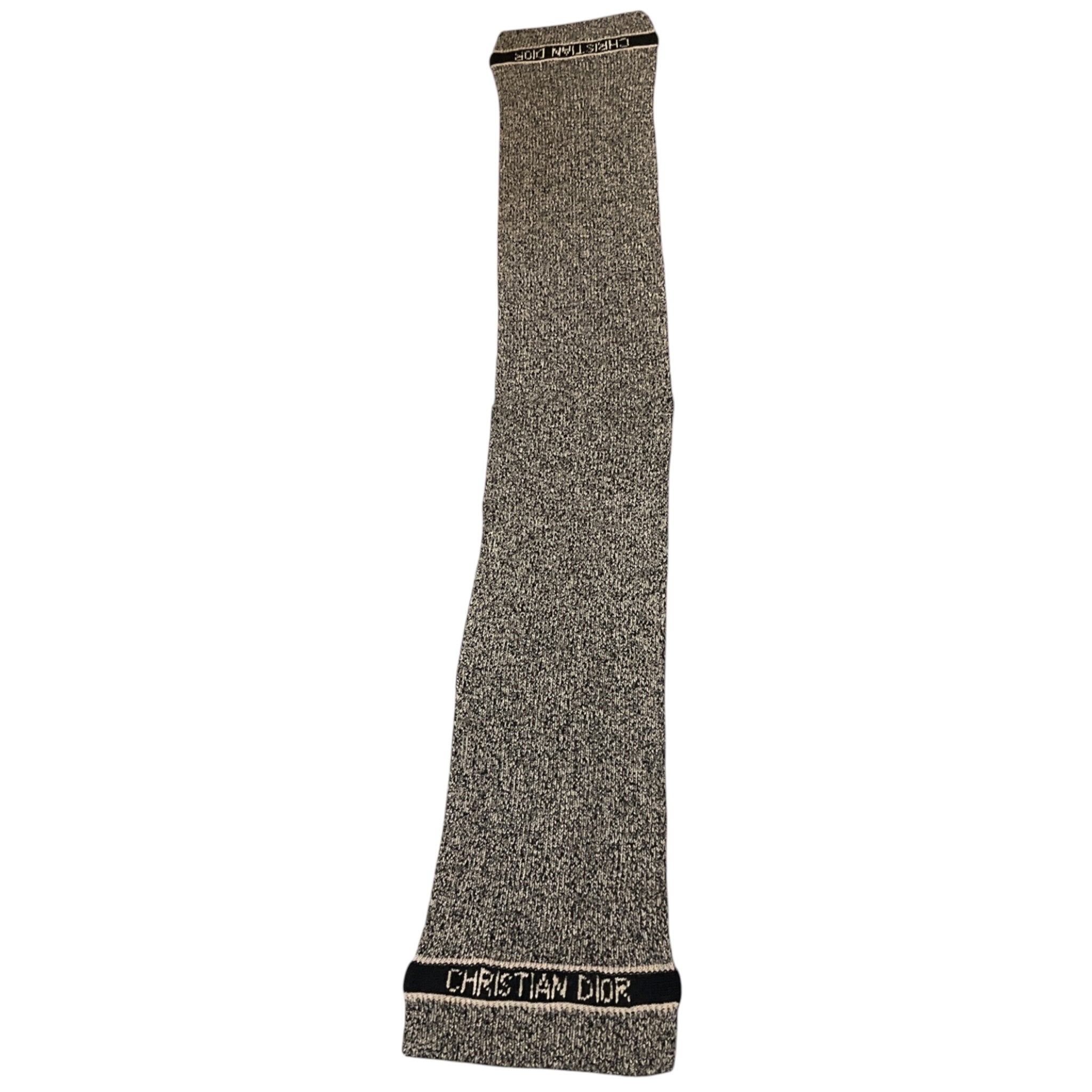 Christian Dior Beige / Brown Wool and Cashmere Logo Knit Long Scarf