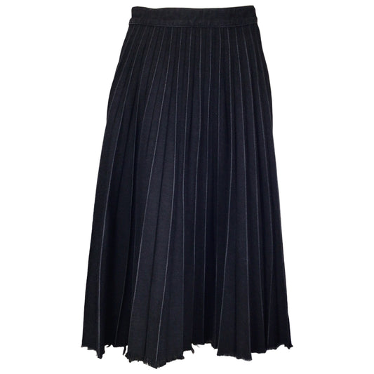 Balenciaga Black 2021 Pleated Denim Midi Skirt