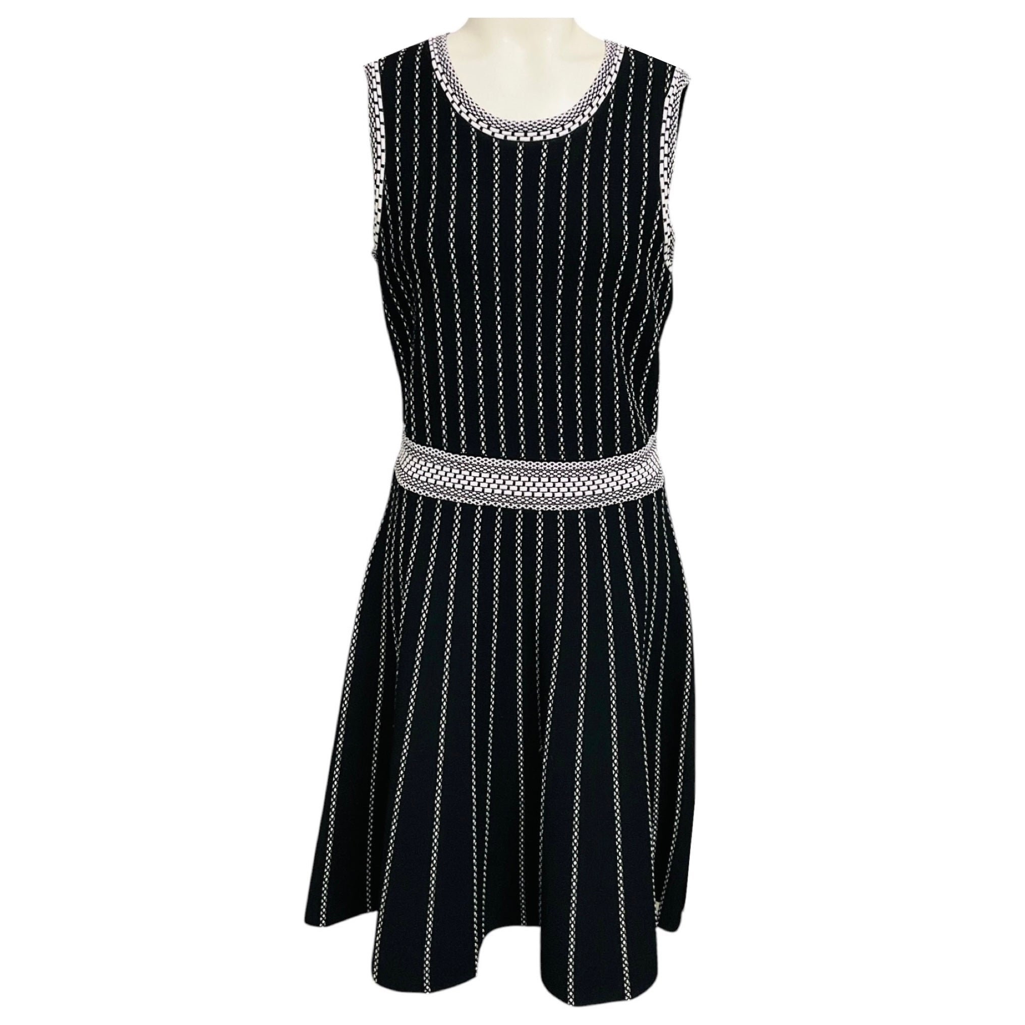 Paule Ka Black / White Viscose Knit Cardigan and Dress Set
