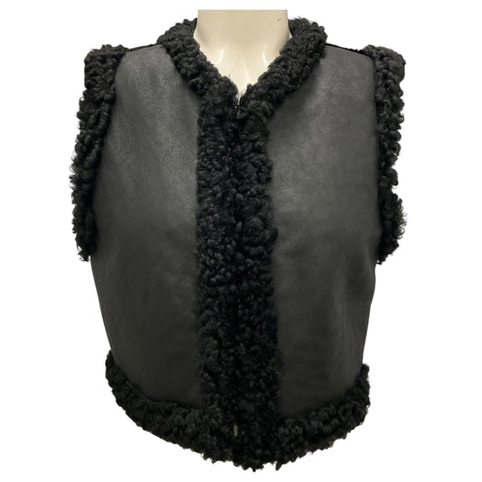 Ralph Lauren Collection Black Cropped Lamb Shearling Vest