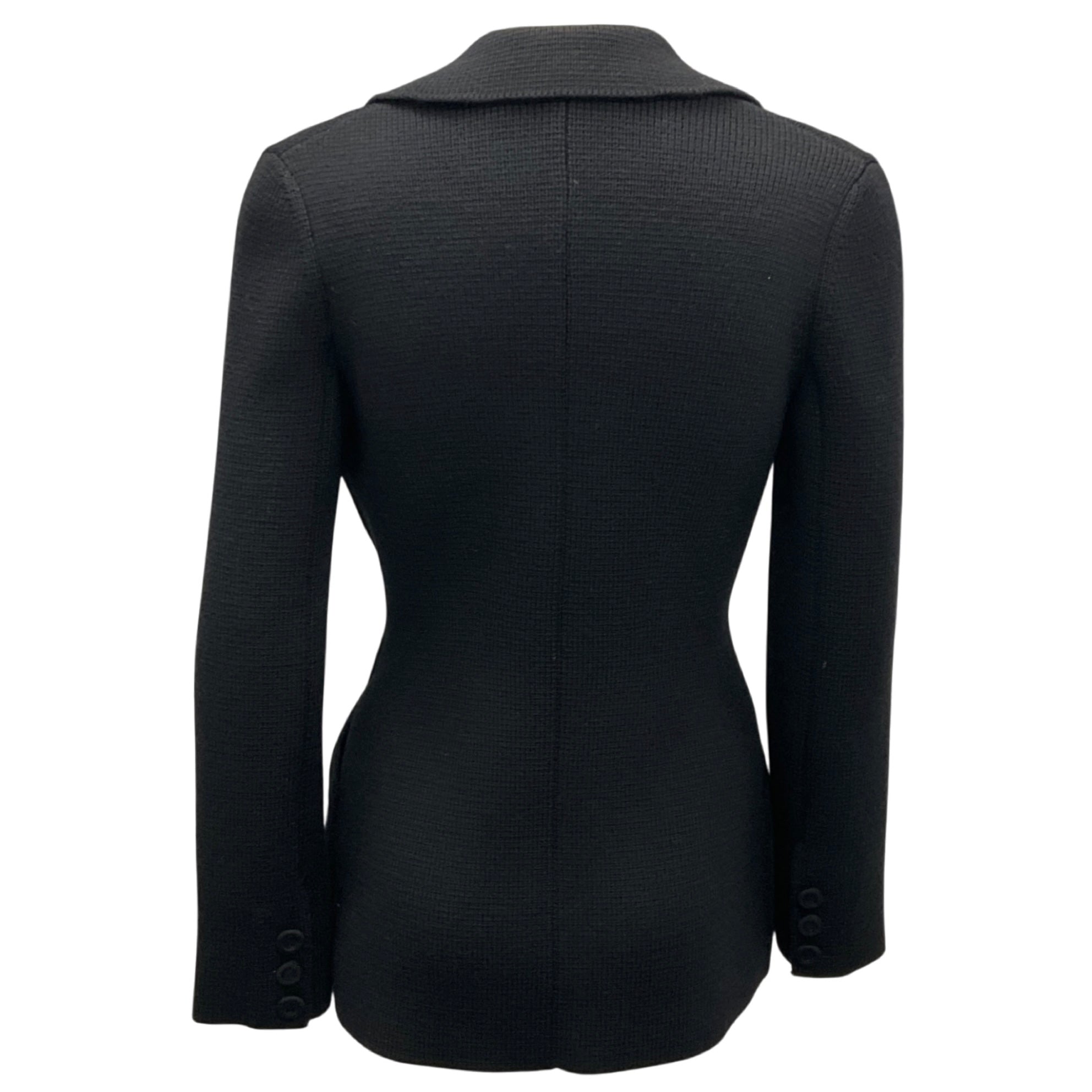 Christian Dior Black Double Breasted Wool Knit Bar Jacket