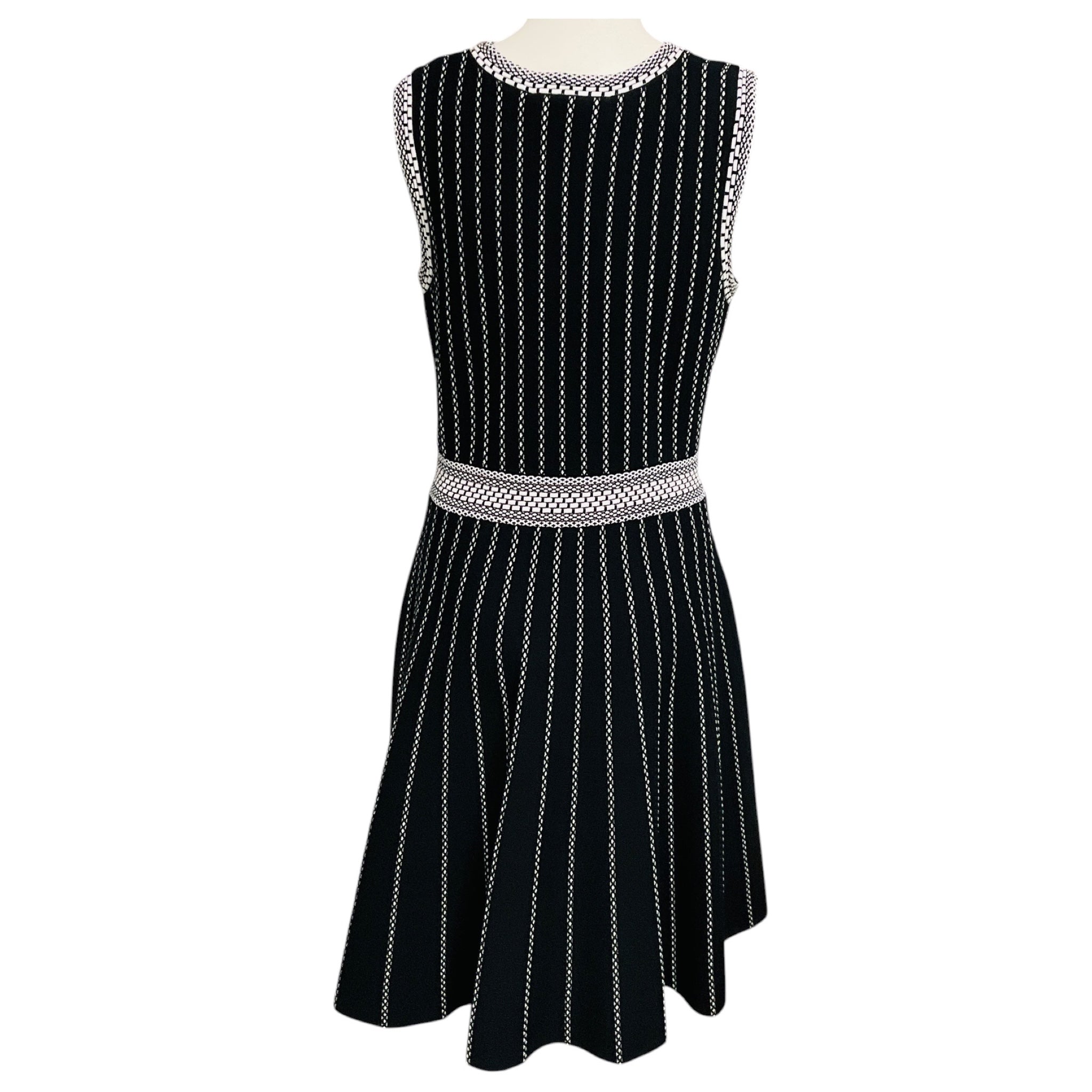 Paule Ka Black / White Viscose Knit Cardigan and Dress Set