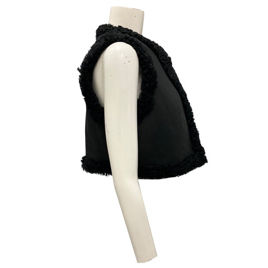 Ralph Lauren Collection Black Cropped Lamb Shearling Vest