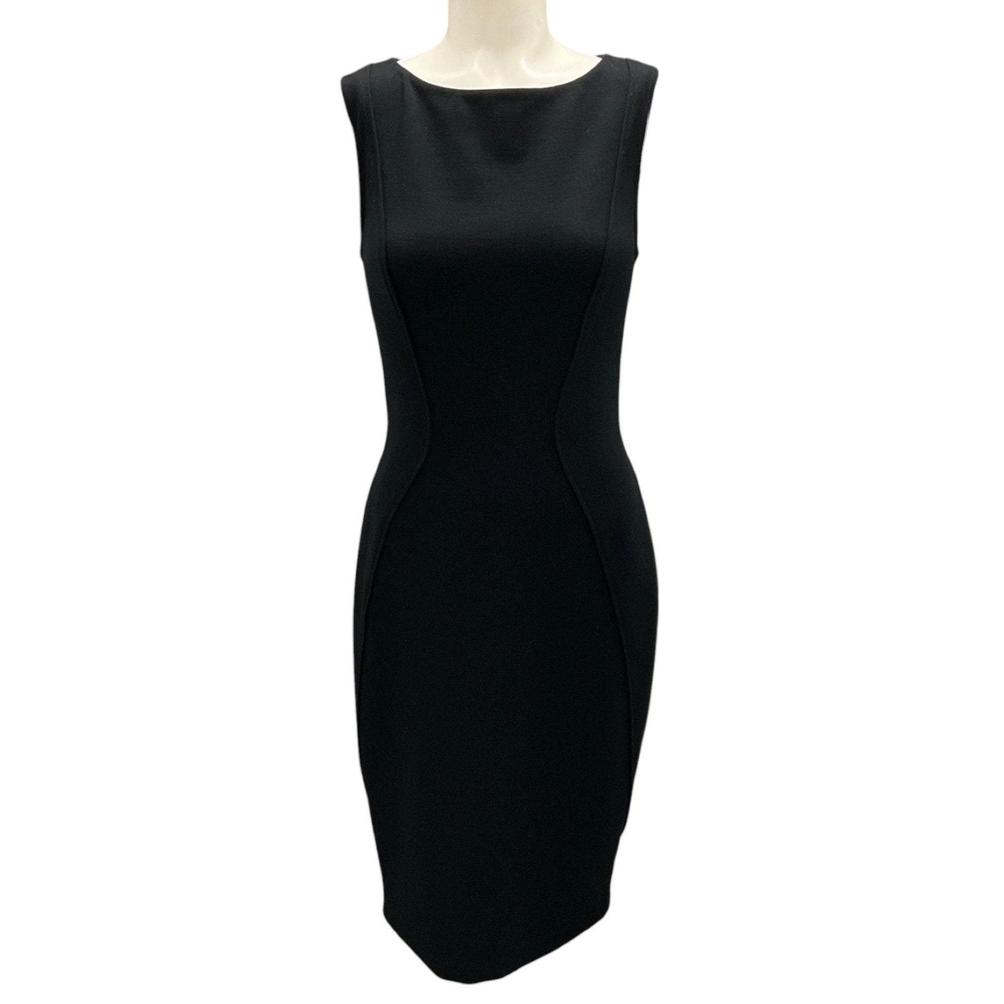 Lela Rose Black Sleeveless Fitted Stretch Knit Dress