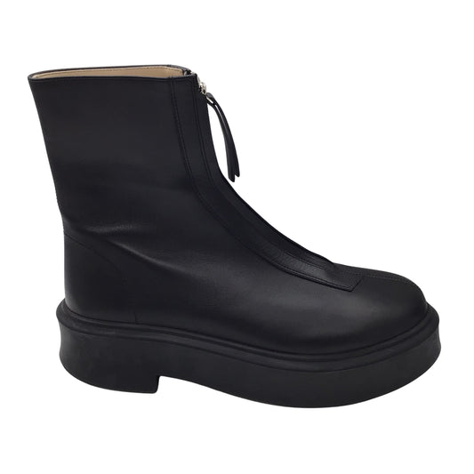The Row Black Zip-Up Platform Leather Ankle Boots