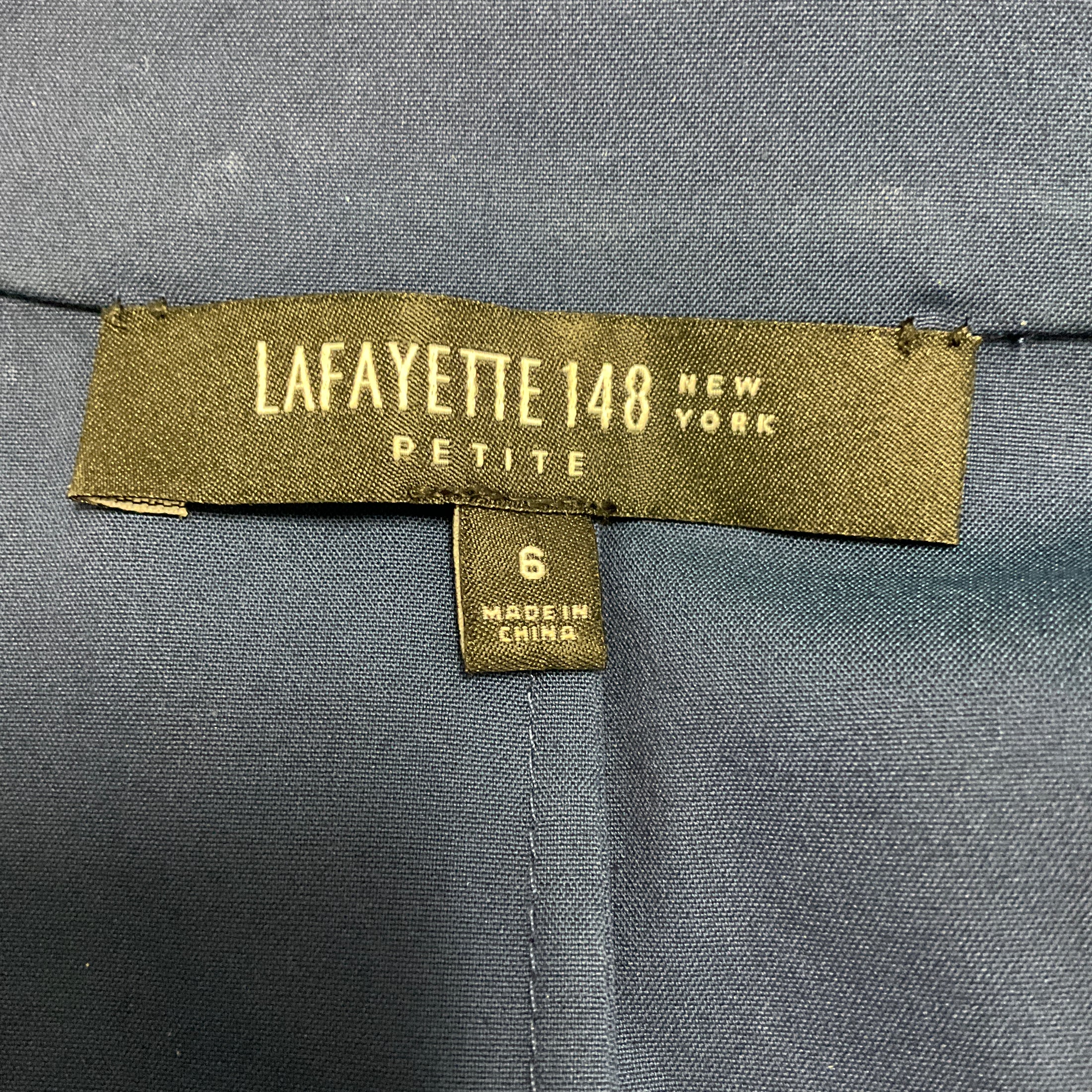 Lafayette 148 New York Navy Blue Cotton Stretch Wrap Dress