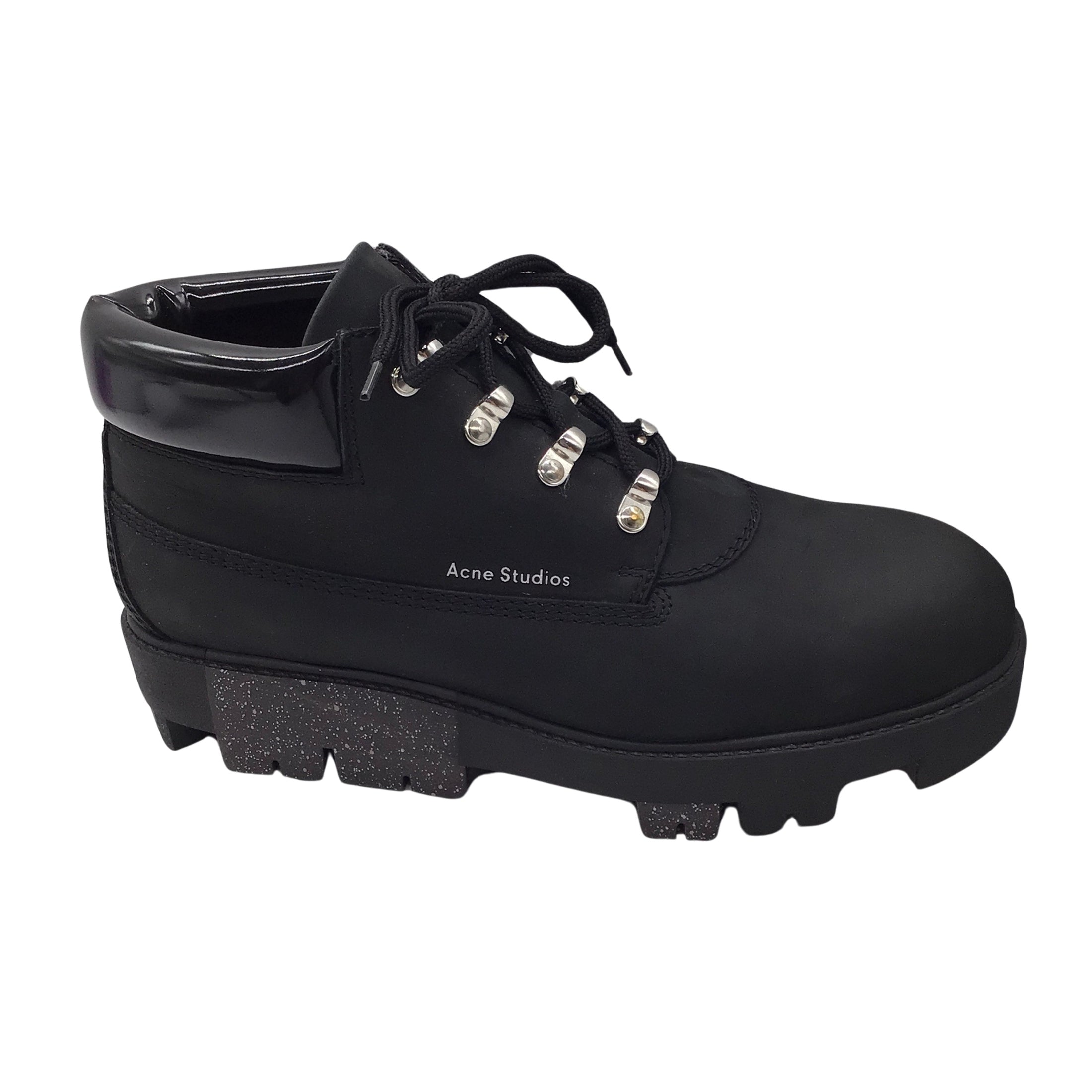 Acne Studios Telde Black Lace-Up Leather Hiking Boots