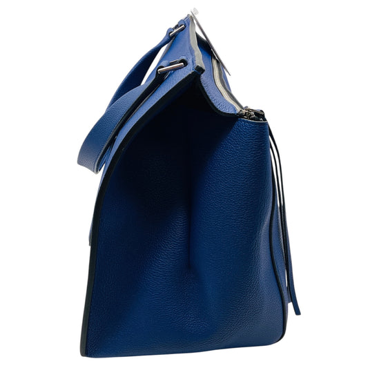 Celine Blue Drummed Leather Large Edge Bag