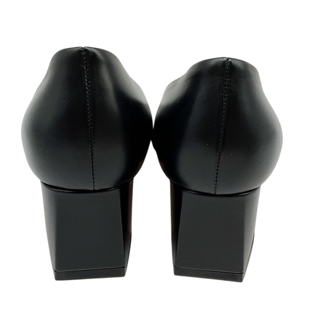Santoni Black Leather Hasmig Buckle Pumps