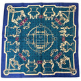 Load image into Gallery viewer, Hermes Blue Multi Mors et Gourmettes Print Square Silk Twill Scarf

