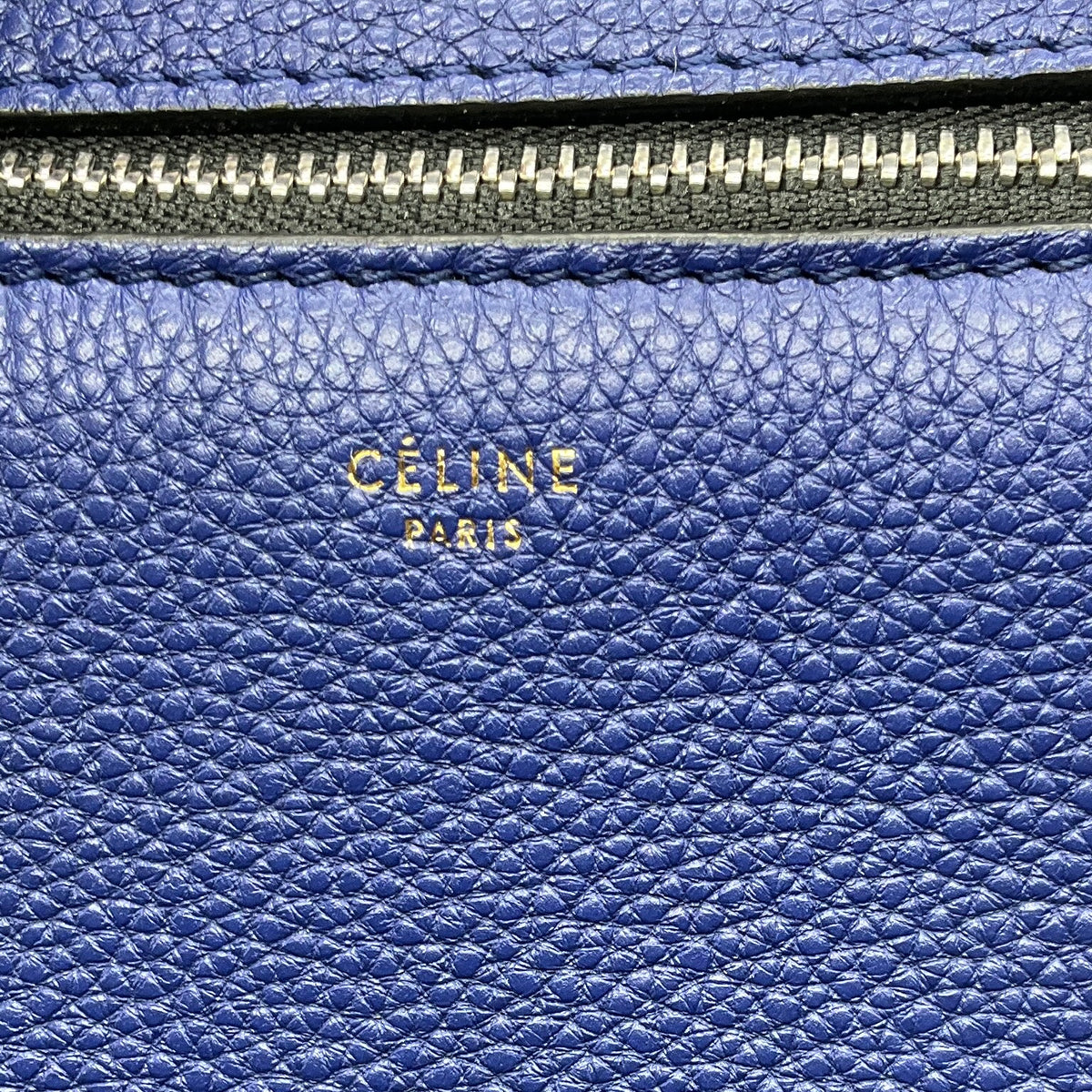 Celine Blue Drummed Leather Large Edge Bag