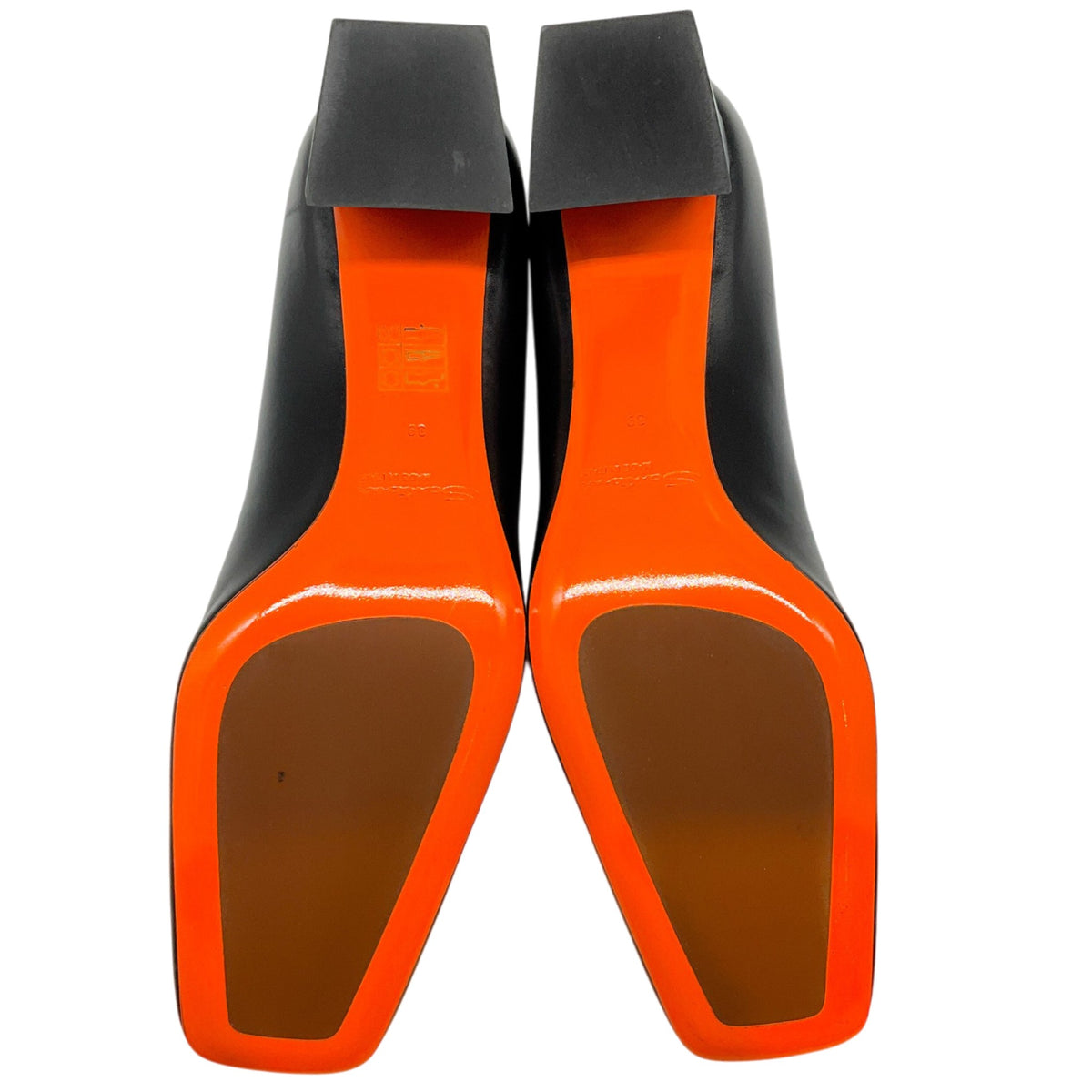 Santoni Black Leather Hasmig Buckle Pumps