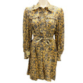 Load image into Gallery viewer, Sandro Gold / Blue Harmonie Printed Silk Ruffle Dress
