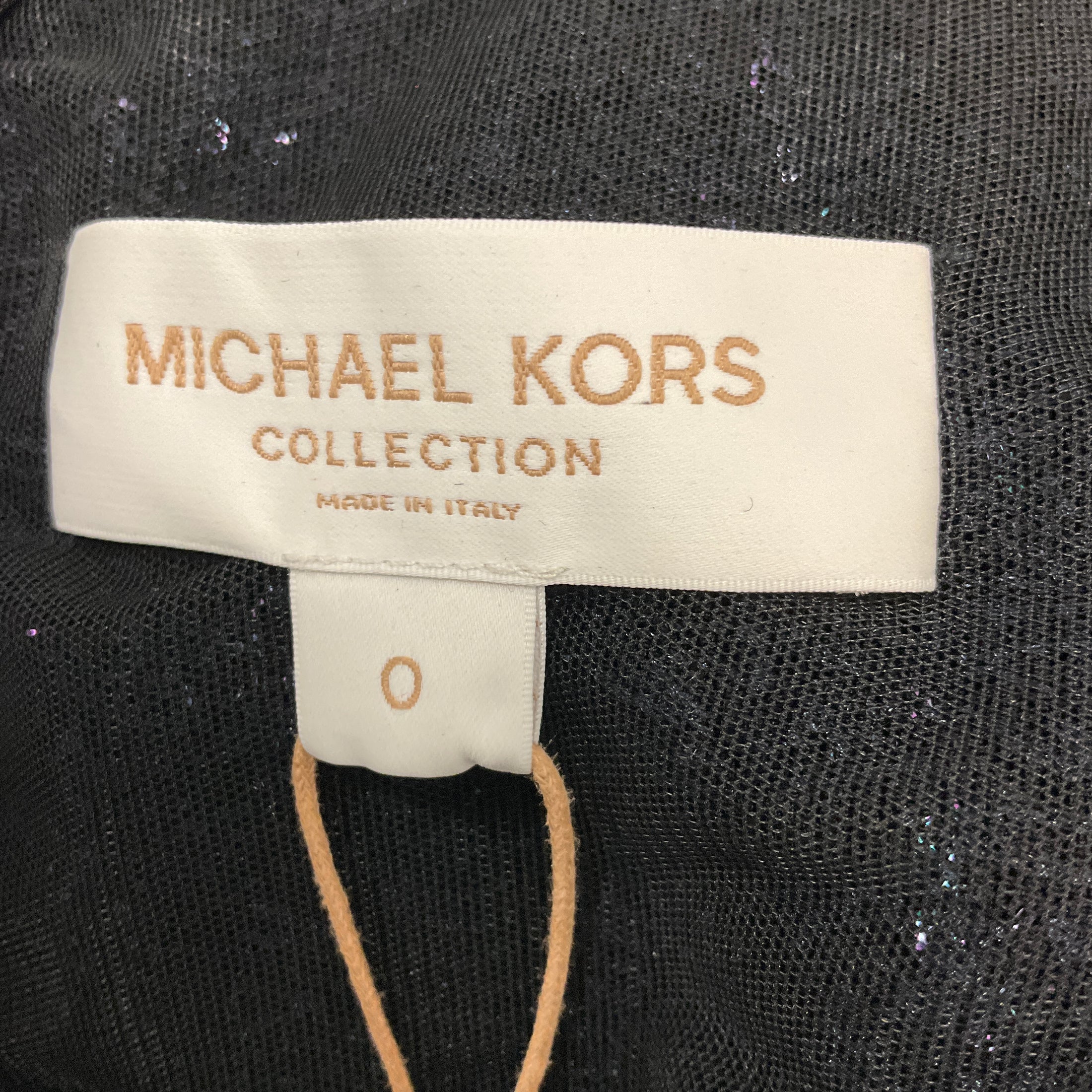 Michael Kors Collection Navy Sequined Stretch Tulle Long Sleeve Dress