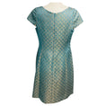 Load image into Gallery viewer, Lee Anderson Couture Turquoise / Gold Metallic Short Sleeved Jacquard Lurex Cocktail Dress
