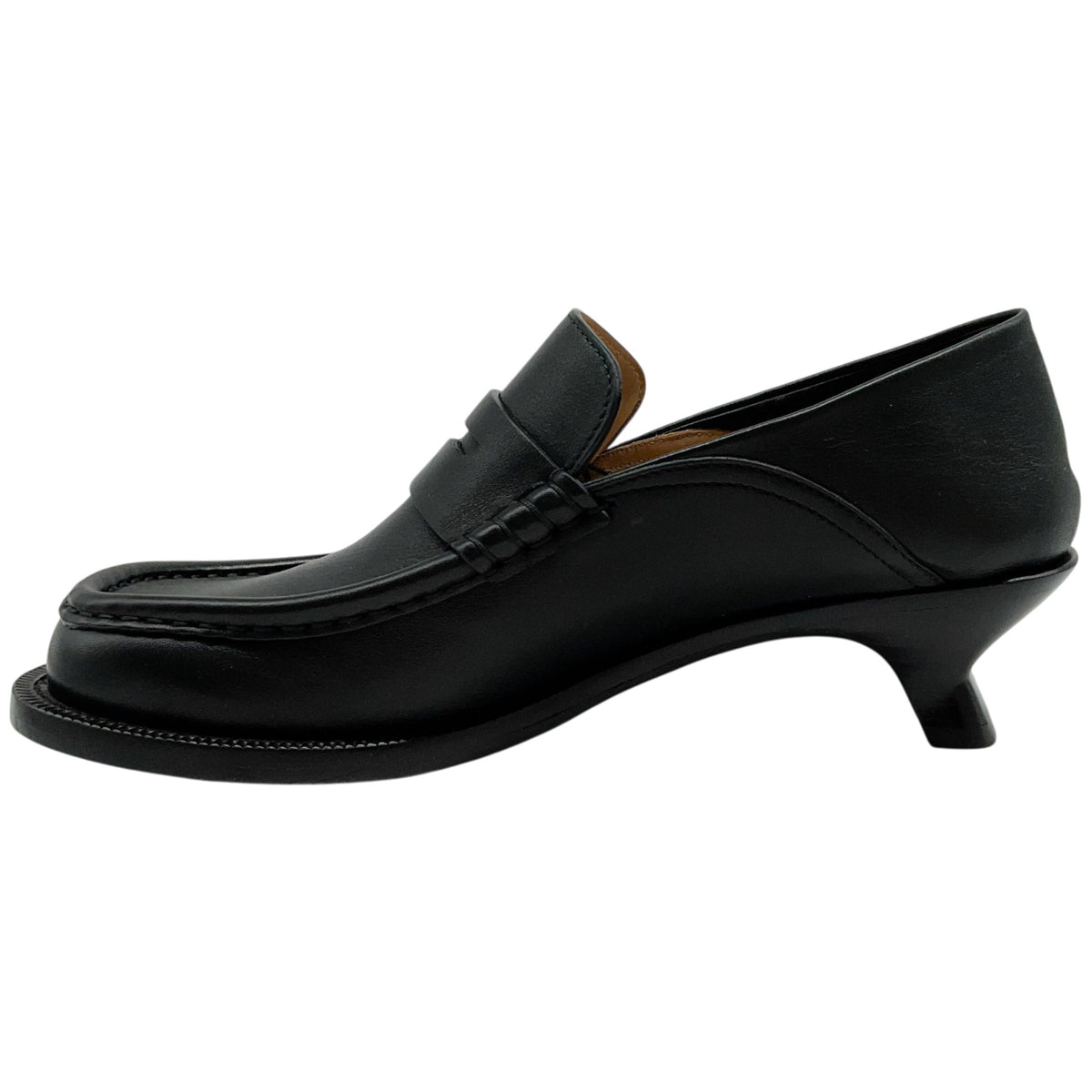 Loewe Black Leather Campo Flap Back Loafers