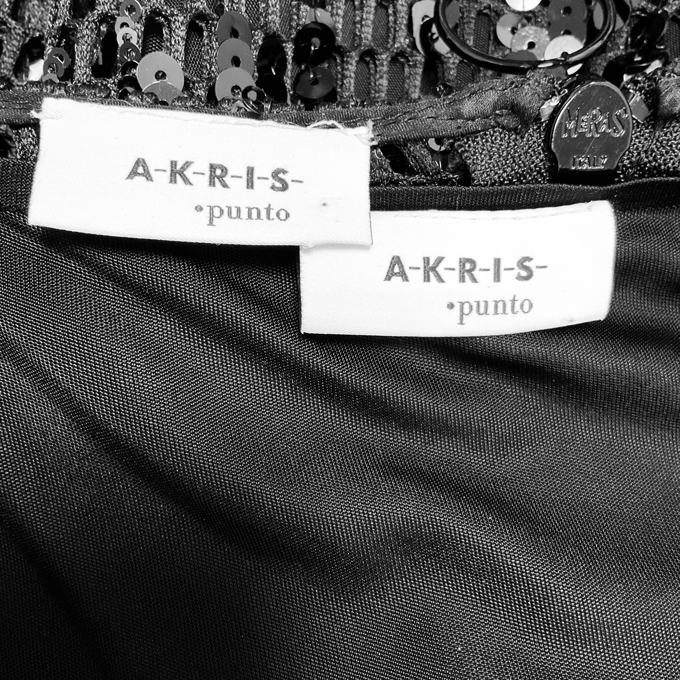 Akris Punto Black Sequined Mesh Top
