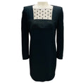 Load image into Gallery viewer, Saint Laurent Black Long Sleeved Crepe Mini Dress with Mesh Tulle Polka Dot Trim
