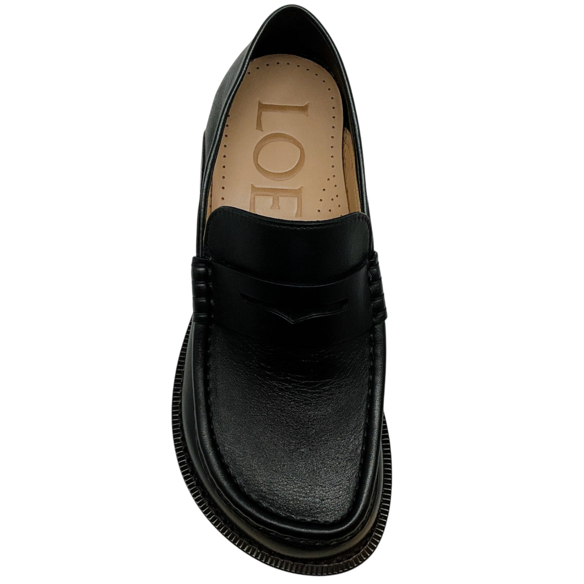 Loewe Black Leather Campo Flap Back Loafers