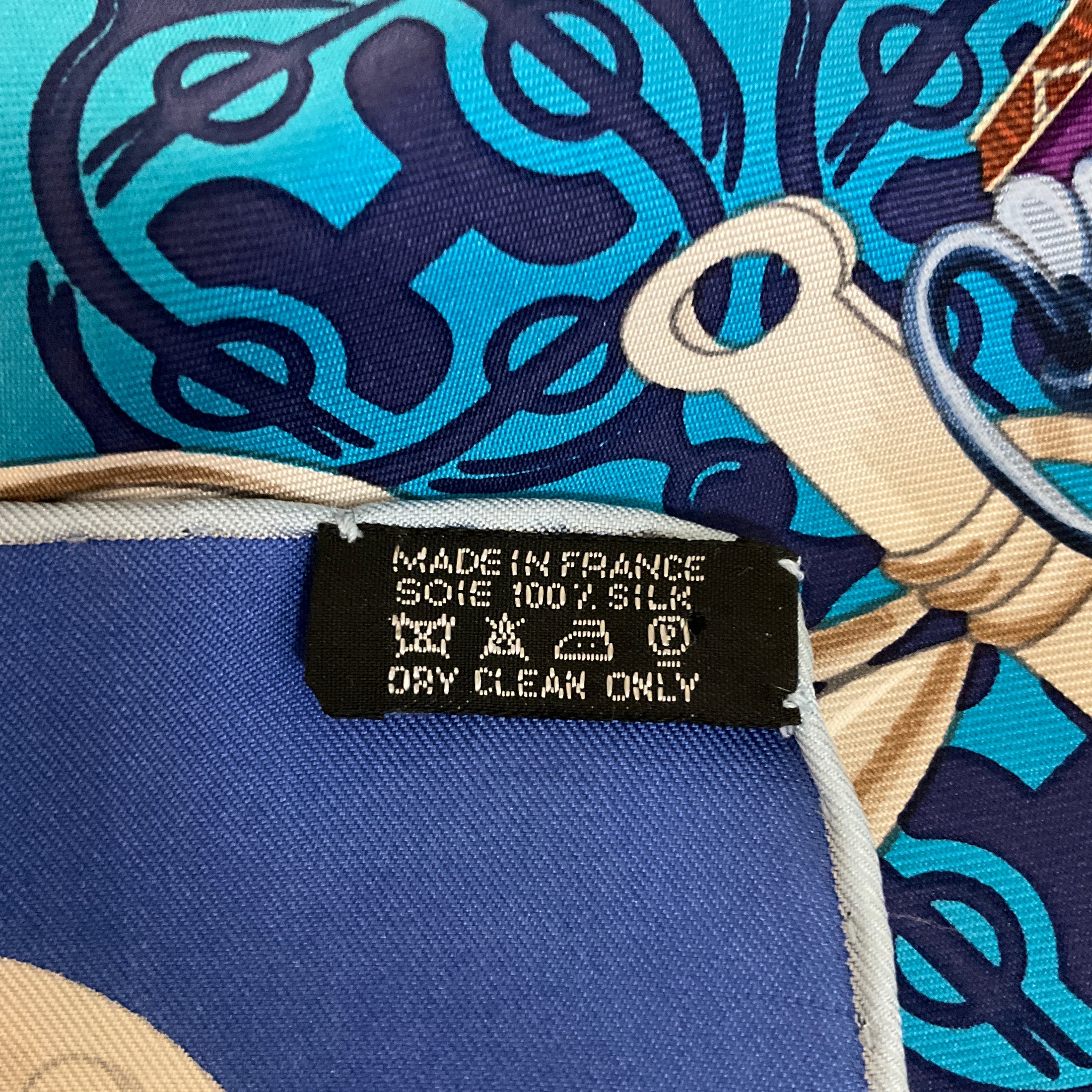 Hermes Blue Multi Mors et Gourmettes Print Square Silk Twill Scarf