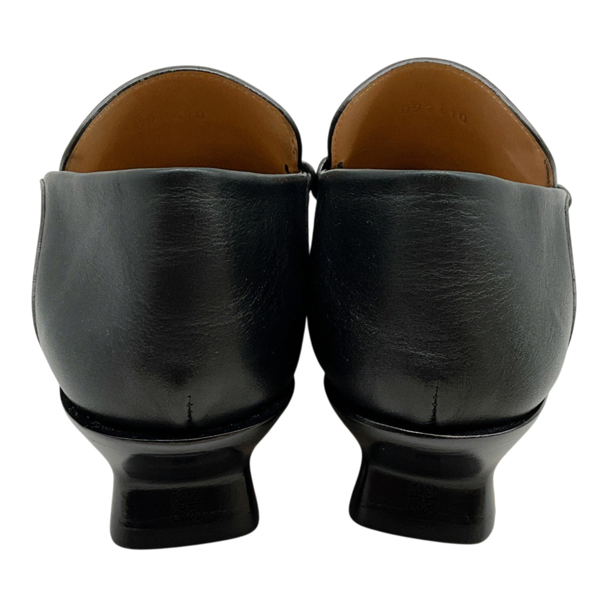 Loewe Black Leather Campo Flap Back Loafers