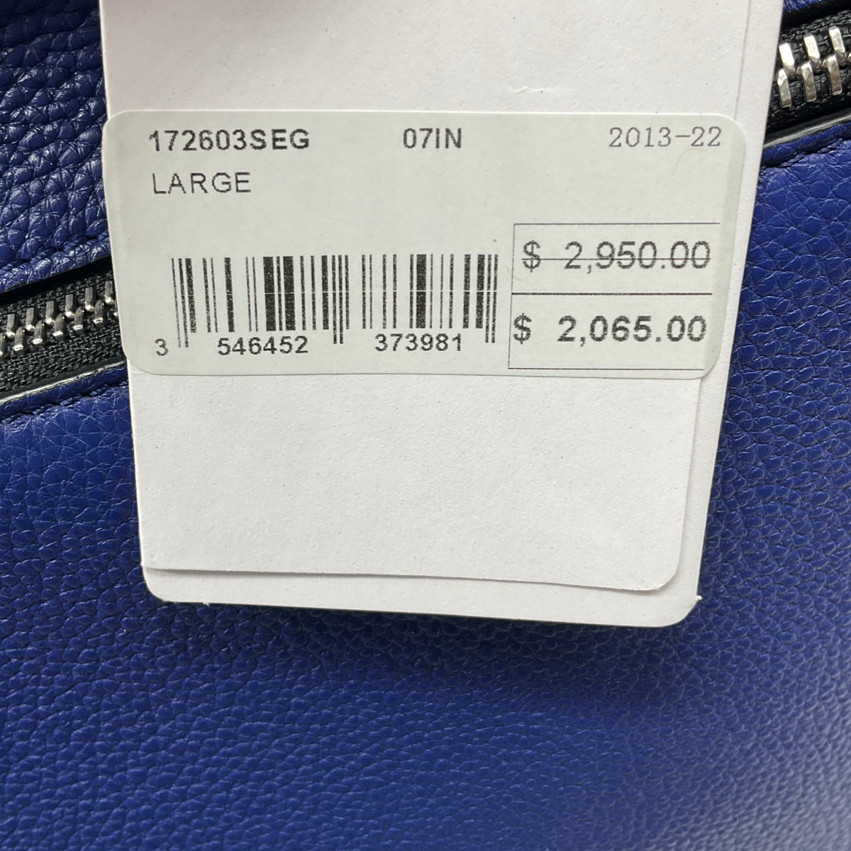 Celine Blue Drummed Leather Large Edge Bag