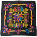 Load image into Gallery viewer, Hermes Black Multi Les Rubans du Cheval Print Square Silk Twill Scarf
