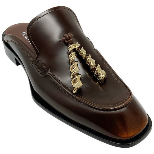 Loewe Brown Leather Edge Loafer Mules
