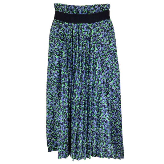 Balenciaga Black / Blue / Green 2019 Floral Printed Pleated Midi Skirt