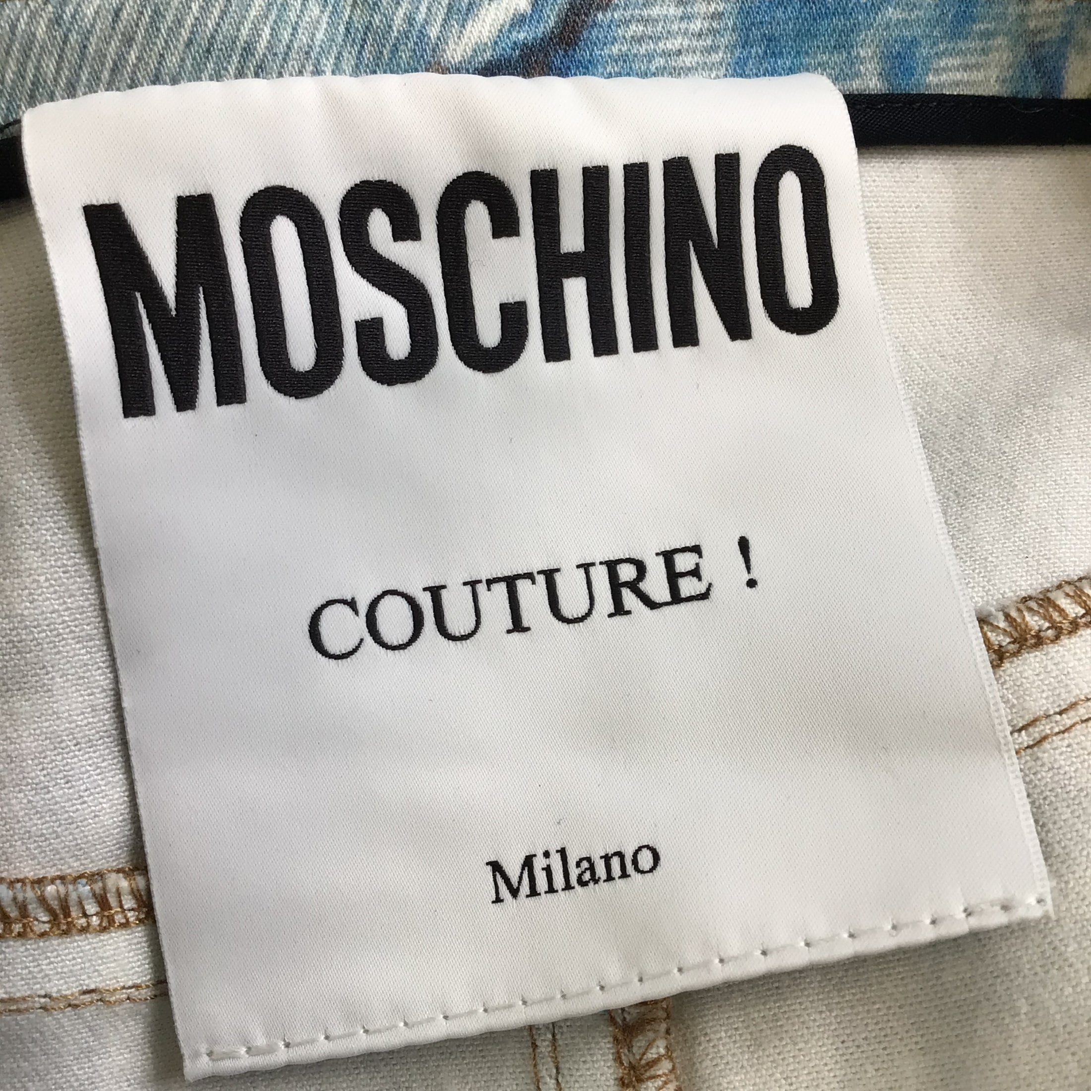 Moschino Couture Light Blue Denim Print Cotton Skirt