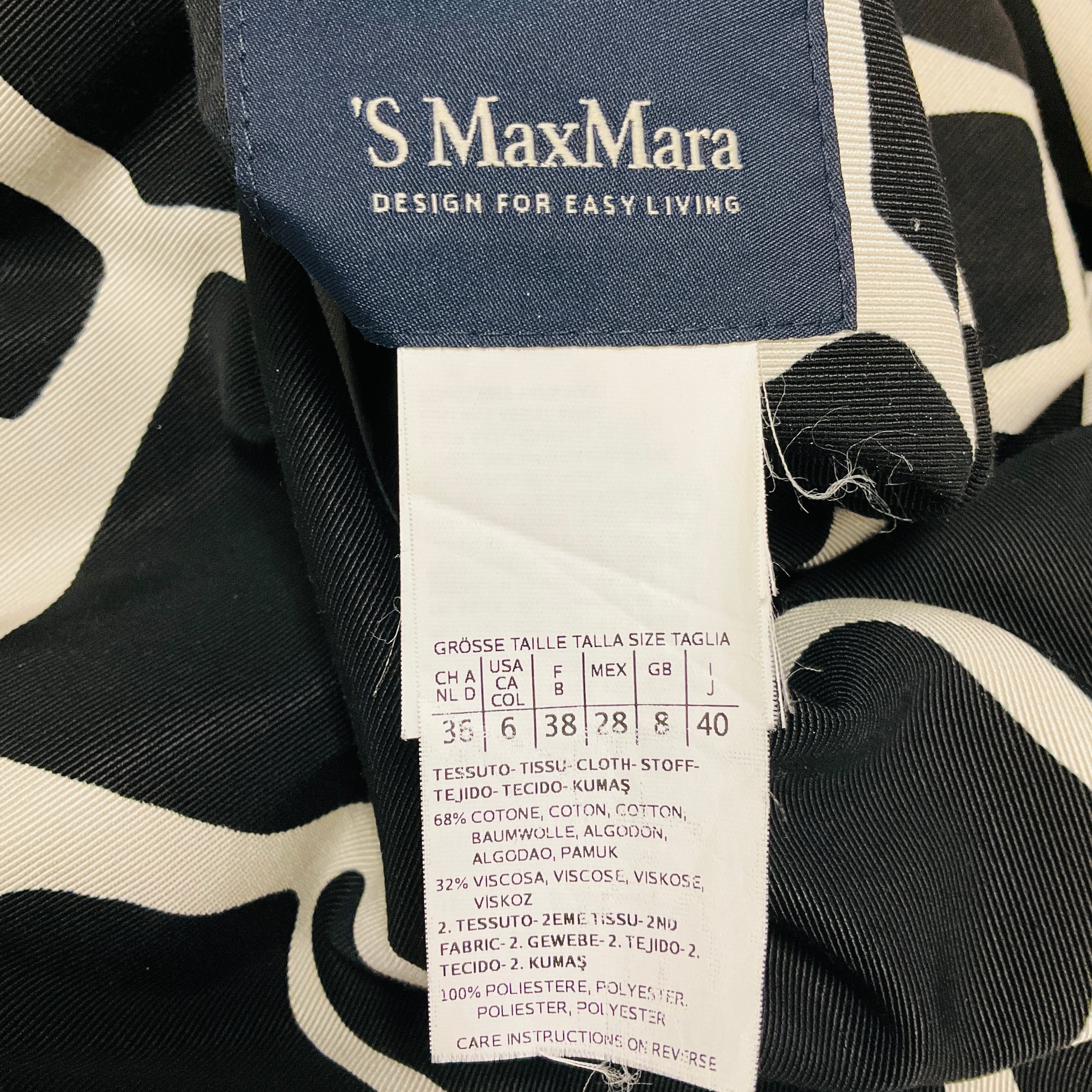 Max Mara S Collection Black / White Vada Giraffe Print Reversible Coat