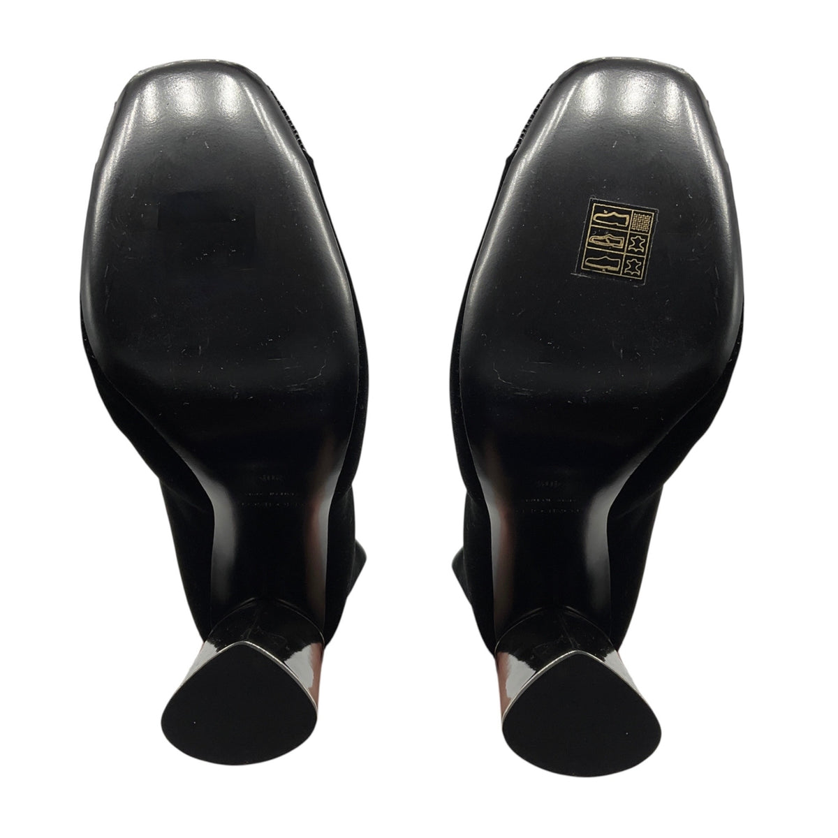 Tom Ford Black Bead Embellished Cap Toe Tall Velvet Boots