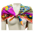 Load image into Gallery viewer, Hermes Rose Poudre / Cyclamen / Jaune Costume de Fete 90 Scarf
