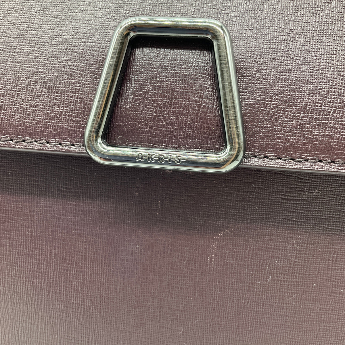 Akris Burgundy Trapezoidal Saffiano Leather Shoulder Bag