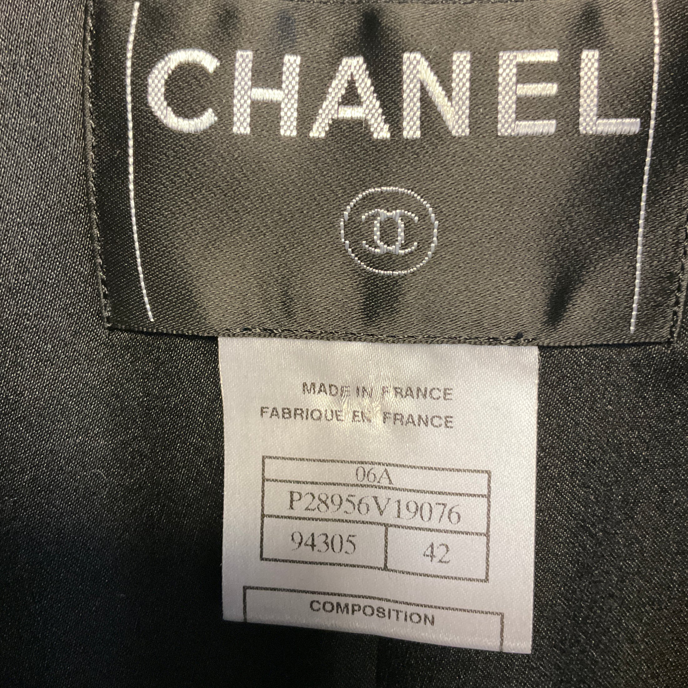 Chanel Black Vintage 2006 Silk Lined Mid Length Wool Coat with Fringed Trim