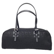Fendi Black Mini Bowling Zucca FF Logo Canvas and Leather Handbag