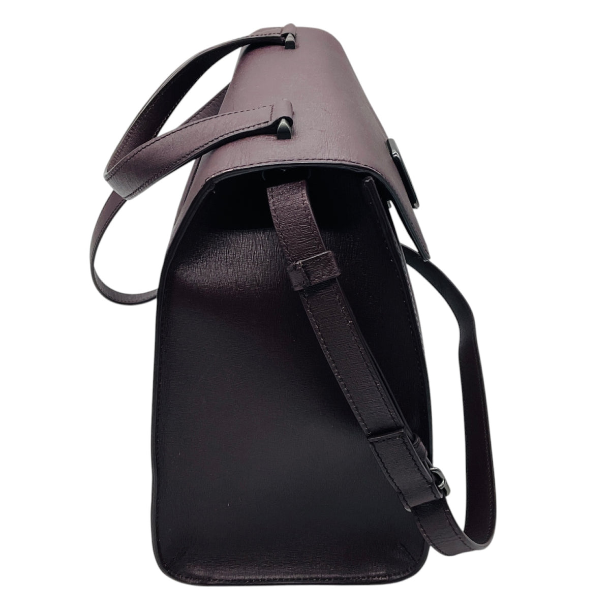 Akris Burgundy Trapezoidal Saffiano Leather Shoulder Bag