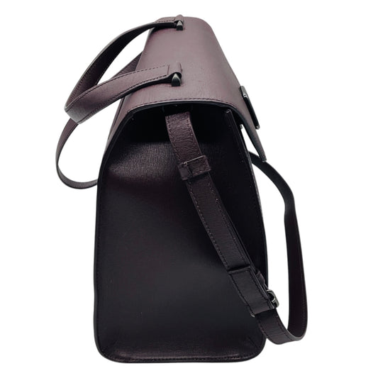 Akris Burgundy Trapezoidal Saffiano Leather Shoulder Bag