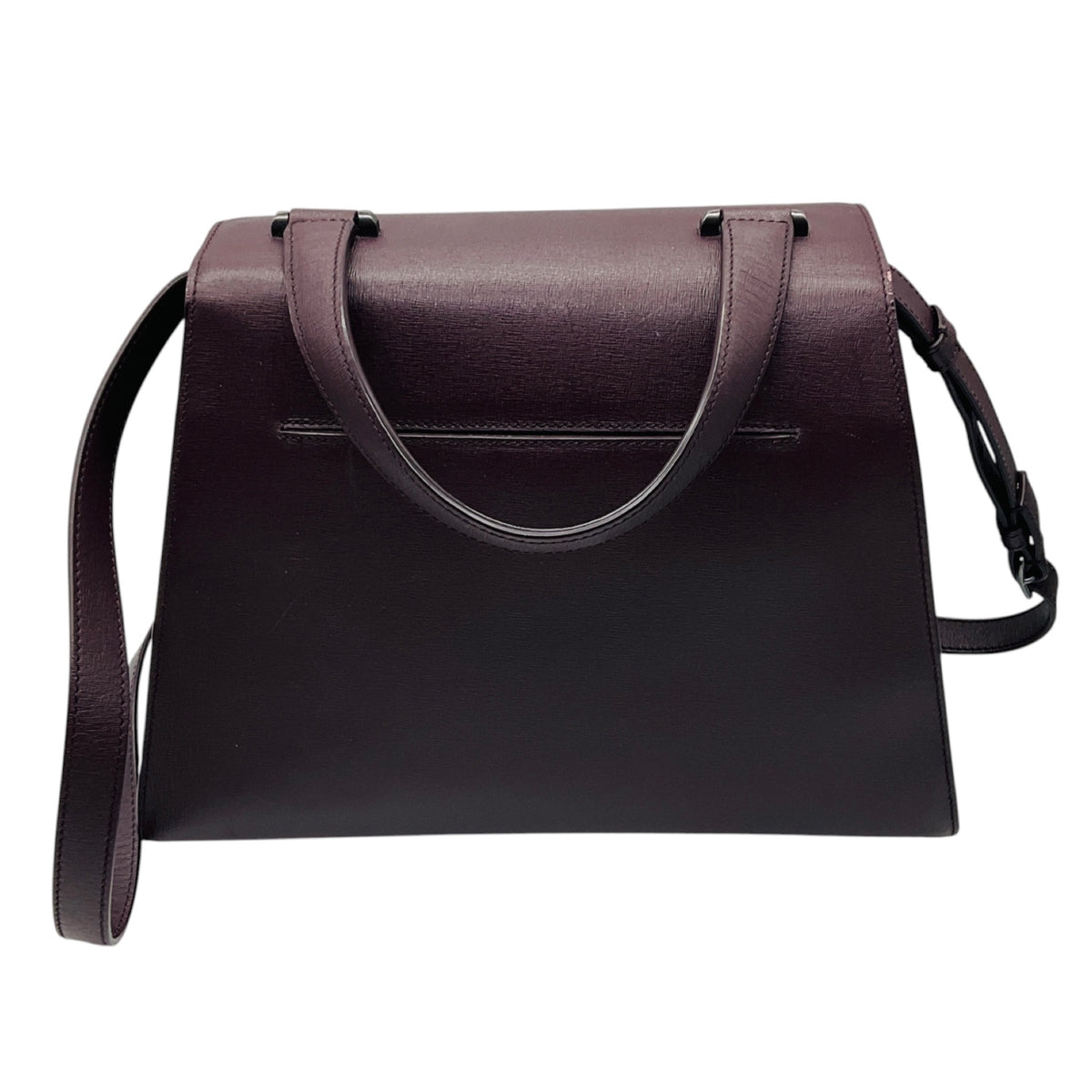 Akris Burgundy Trapezoidal Saffiano Leather Shoulder Bag