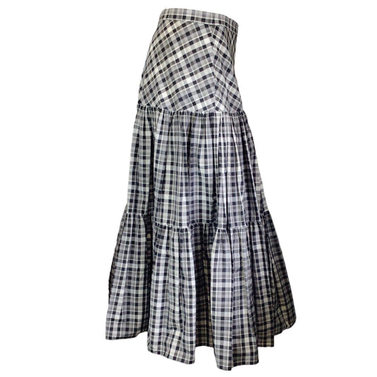 Michael Kors Collection Black / White Plaid A-Line Skirt