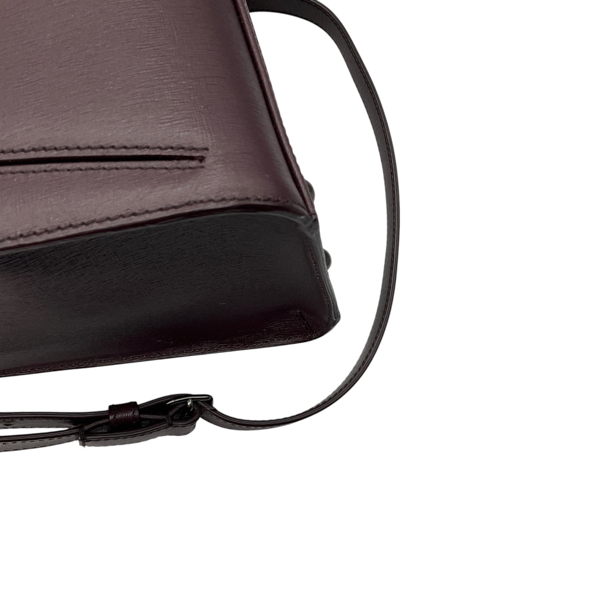 Akris Burgundy Trapezoidal Saffiano Leather Shoulder Bag