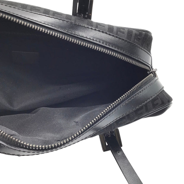 Fendi Black Mini Bowling Zucca FF Logo Canvas and Leather Handbag
