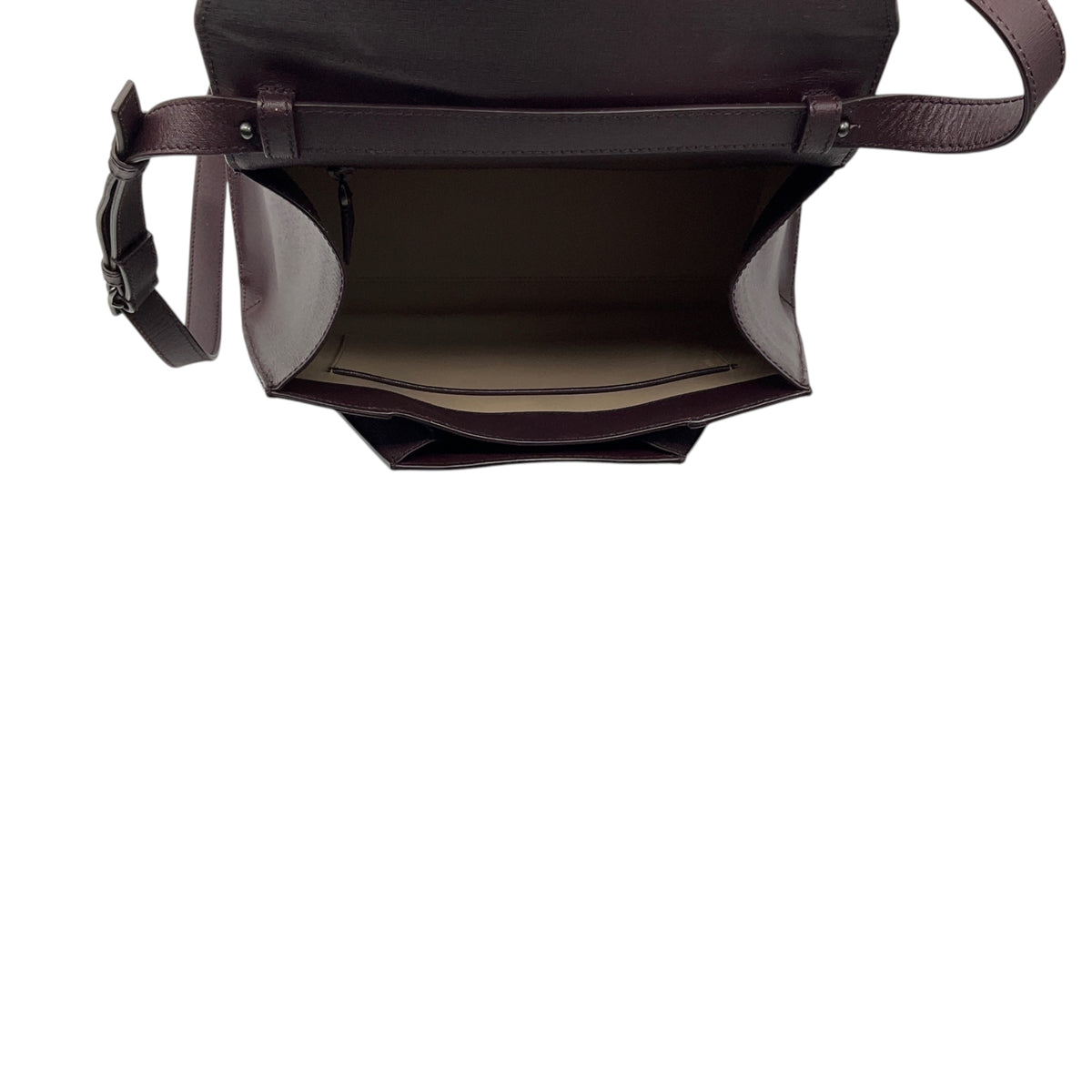 Akris Burgundy Trapezoidal Saffiano Leather Shoulder Bag