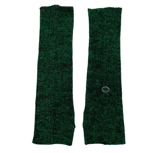 Chanel Green Mohair Knit Arm Warmers with Jewel Stone Embellishment