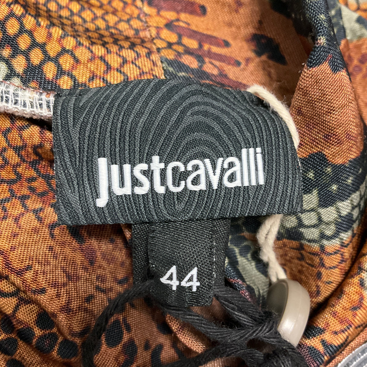 Just Cavalli Brown Multi Reptile Snakeskin Animal Print Fitted Stretch Jersey Mini Dress
