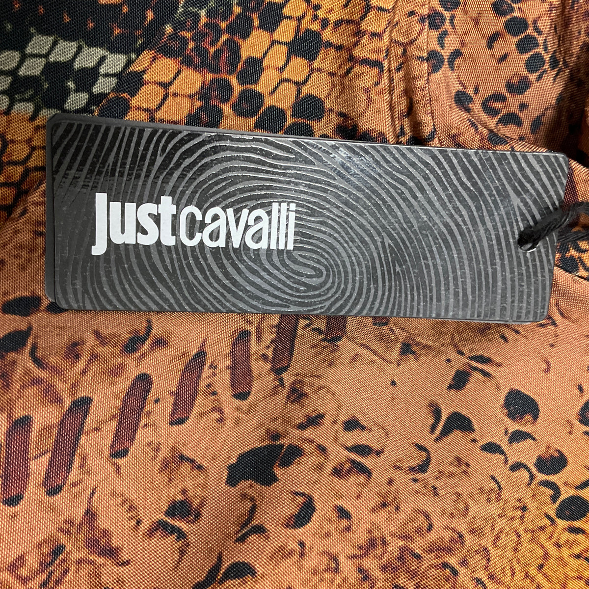 Just Cavalli Brown Multi Reptile Snakeskin Animal Print Fitted Stretch Jersey Mini Dress