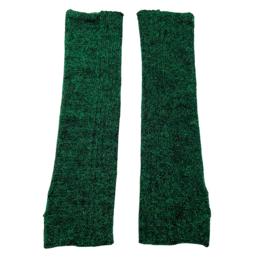Chanel Green Mohair Knit Arm Warmers with Jewel Stone Embellishment