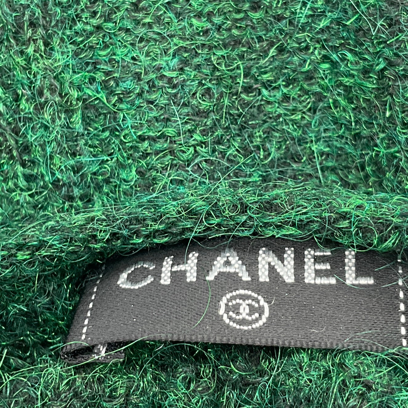 Chanel Green Mohair Knit Arm Warmers with Jewel Stone Embellishment