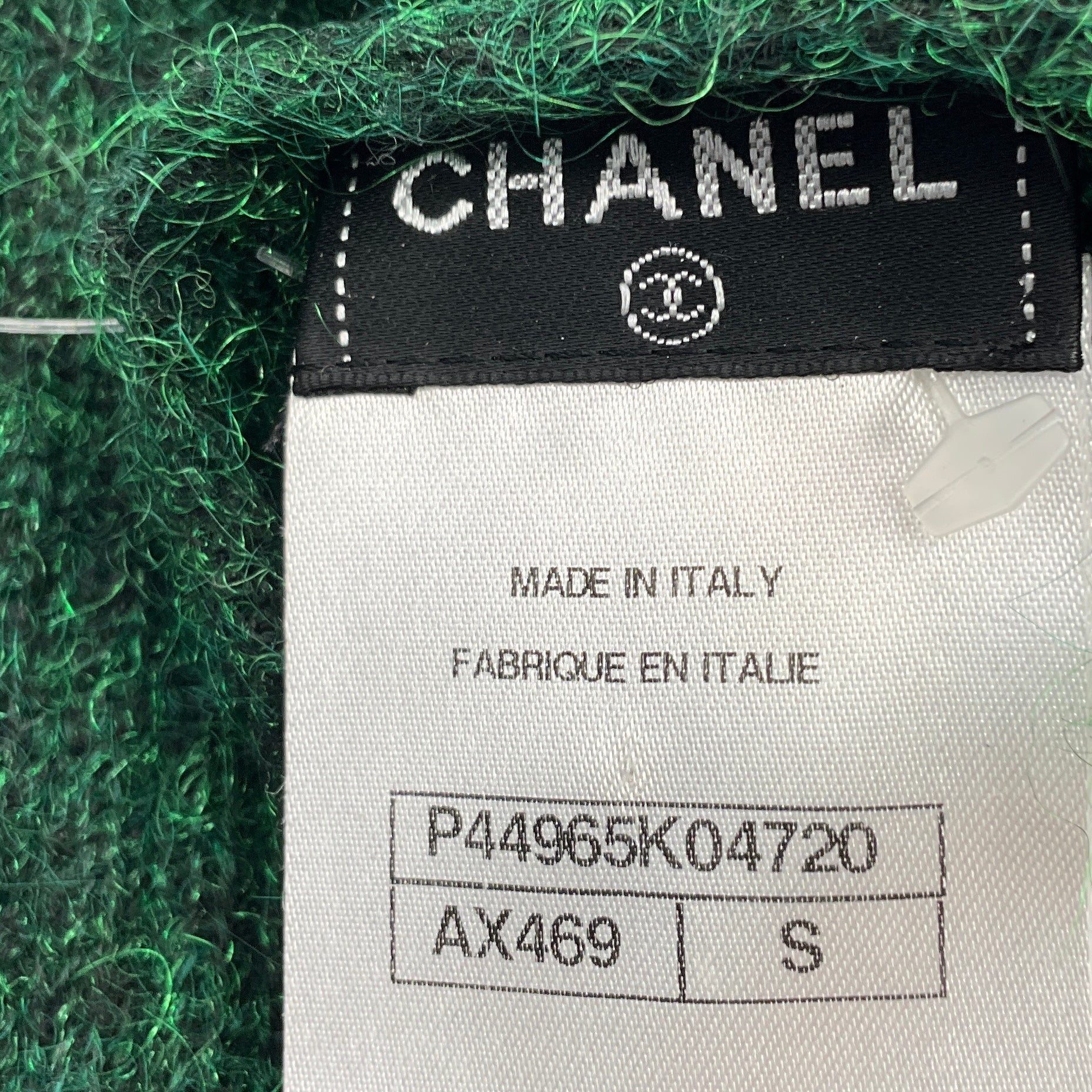 Chanel Green Mohair Knit Arm Warmers with Jewel Stone Embellishment
