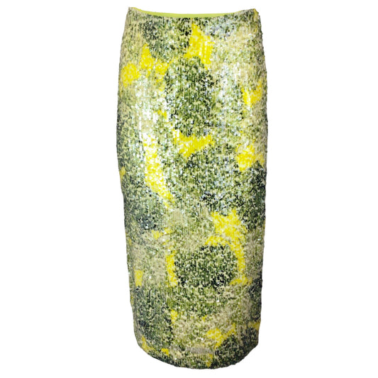 Prabal Gurung Green / Yellow Sequined Midi Skirt